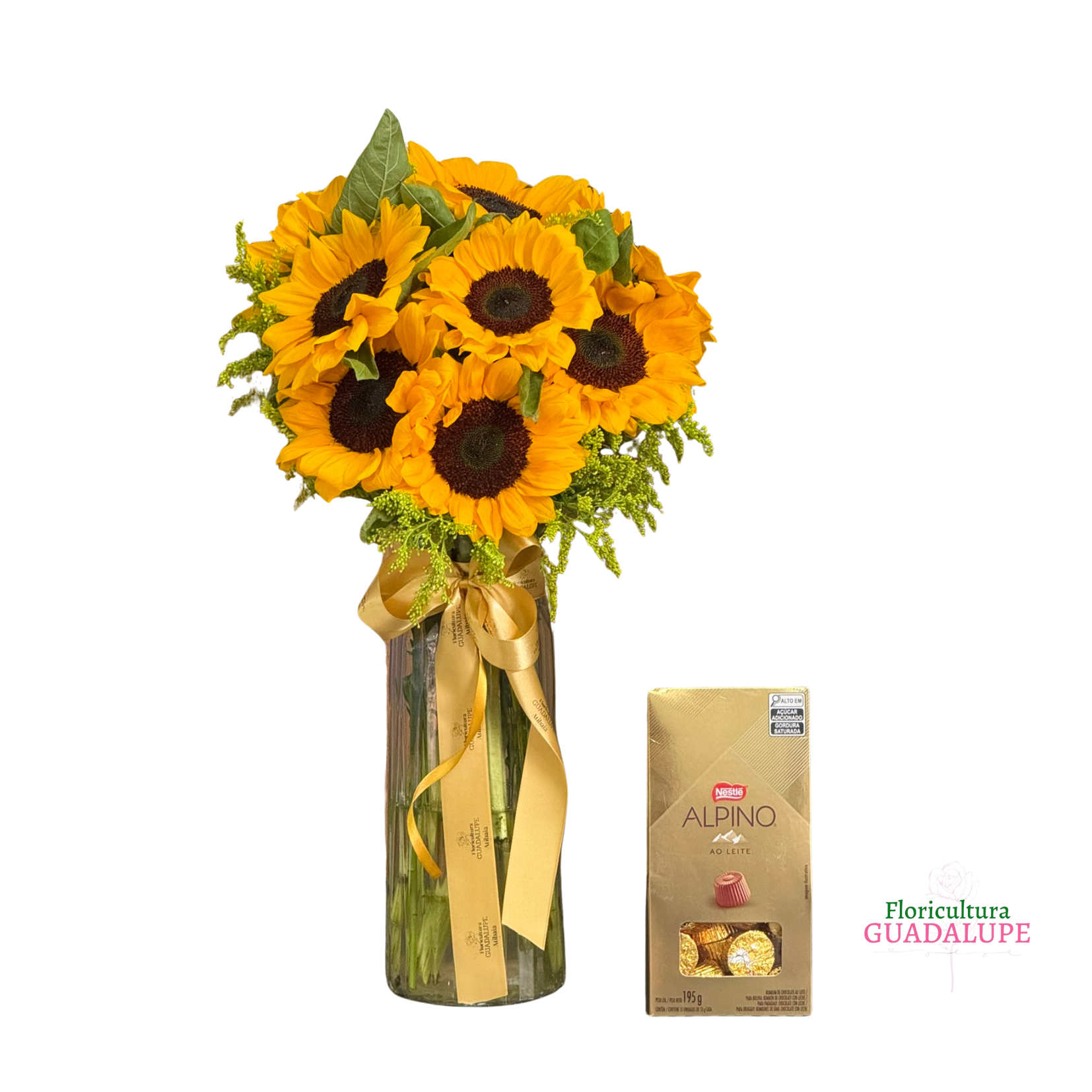 Arranjo de Girass�is em Vaso de Vidro - Alpino